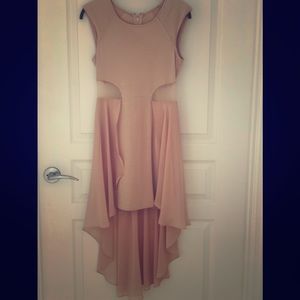 Bebe Pink Blush Bodycon-Mesh Cutout Chiffon Dress